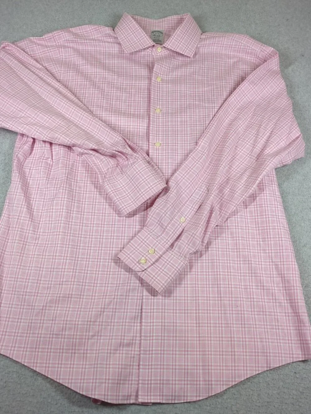 Brooks Brothers Regent Shirt Mens 17 Pink Long Sleeve Casual Dress Button Up - Picture 2 of 6